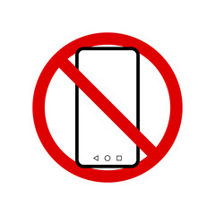 No phone. Prohibition sign. Forbidden round sign. Vector illustration