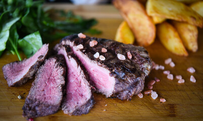 delicious beed steak on the grill