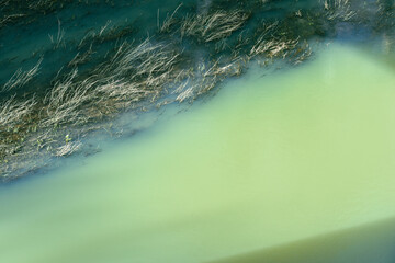 Water abstract from natural river water from high angle