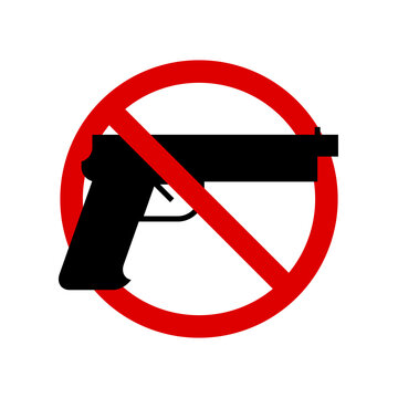 No gun. Prohibition sign. Forbidden round sign. Vector illustration