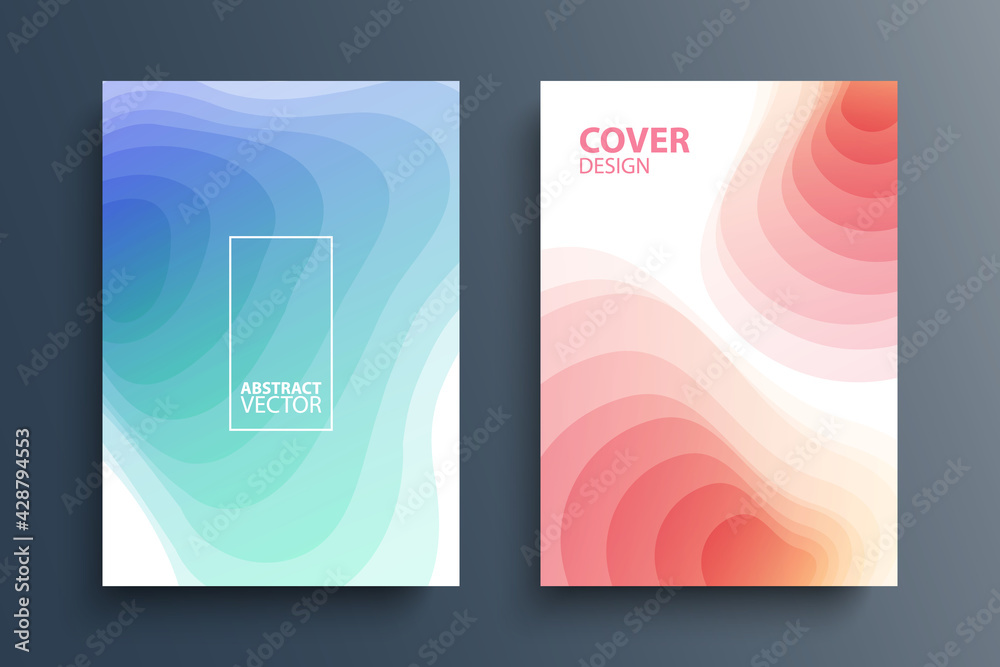 Poster Brochure cover template layouts with gradient soft wave shapes. Futuristic abstract modern pattern with fluid colors, abstract shapes design elements for your creative design. Vector illustration.