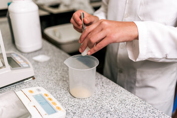 Closeup Faceless Scientist Working in Lab