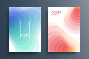 Brochure cover template layouts with gradient soft wave shapes. Futuristic abstract modern pattern with fluid colors, abstract shapes design elements for your creative design. Vector illustration.