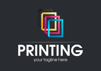 Fototapeta na wymiar Digital print logo design template. Typography modern sign. Polygraphy and print factory. Express press and photocopy studio.