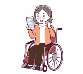 Elderly woman with gray hair