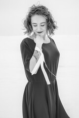 Beautiful woman in a red dress 