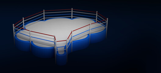 Naklejka premium Brain shaped boxing ring on dark background with copy space. Brain concept. 3d illustration.