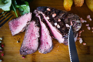 delicious beed steak on the grill