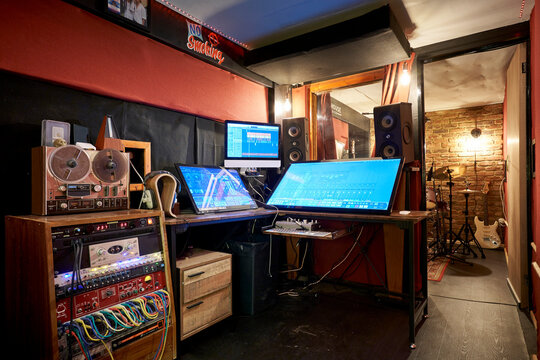 Interior of music recording studio