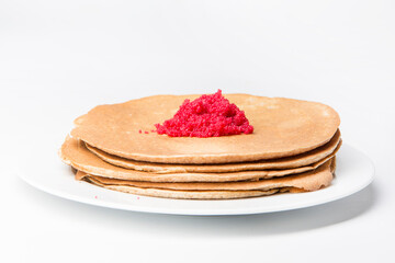 typical food for Maslenitsa, Masnitsya or Maslenica