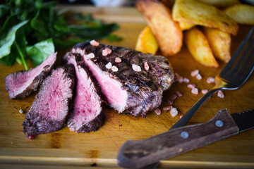 delicious beed steak on the grill