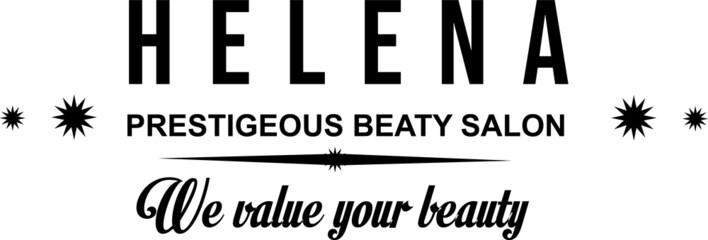 Typography Helena Prestigeous Beaty Salon Logo. Tshirt Design Text