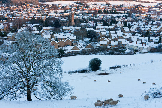 Wotton Under Edge and snow, Gloucestershire, United Kingdom