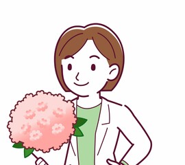 Young woman in a lab coat