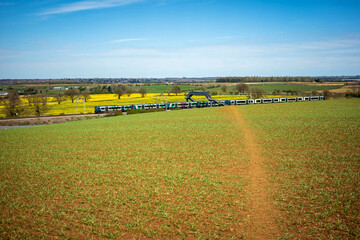 new crops on agriculture and farming field in the english countryside