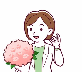 Young woman in a lab coat