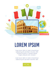 Learn about Italy concept. Vector illustration.