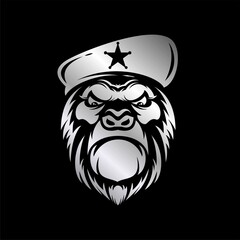 Gorilla head vector in gray gradient color premium