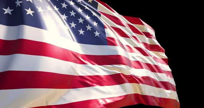 US Flag 20 second loop animation with alpha channel