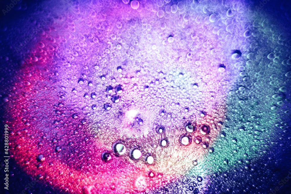 Poster Beautiful abstract surreal drops light pastel dark magic drop. Background pattern for design. Macro photography view.
