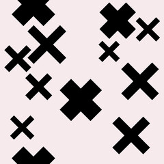 Same crosses pattern. Seamless black crosses in vector.