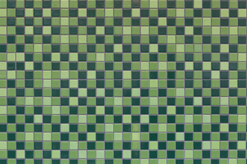 Multi level green mosaic tiles.