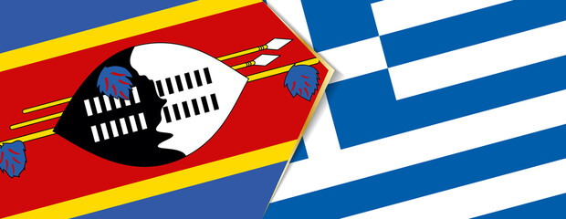 Swaziland and Greece flags, two vector flags.