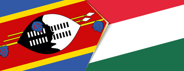 Swaziland and Hungary flags, two vector flags.