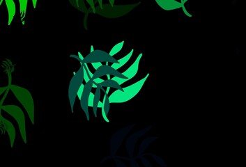 Dark Green vector elegant pattern with leaves.