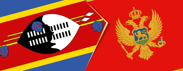Swaziland and Montenegro flags, two vector flags.