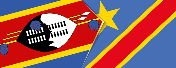 Swaziland and DR Congo flags, two vector flags.