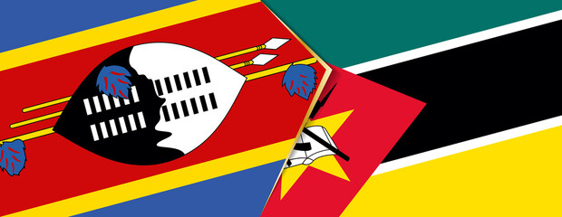 Swaziland and Mozambique flags, two vector flags.