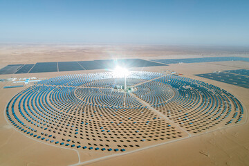Aerial photo of solar thermal power plant