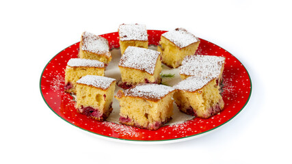 Plate with tasty pieces of cake