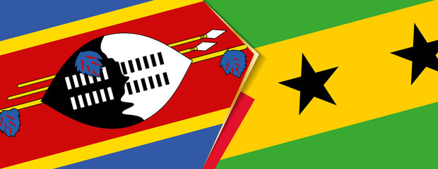 Swaziland and Sao Tome and Principe flags, two vector flags.