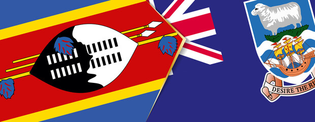 Swaziland and Falkland Islands flags, two vector flags.