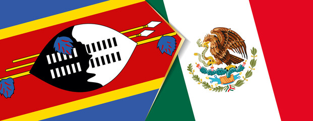 Swaziland and Mexico flags, two vector flags.
