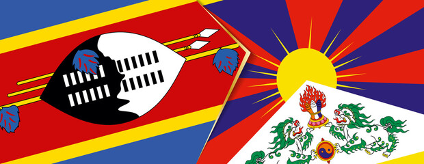 Swaziland and Tibet flags, two vector flags.