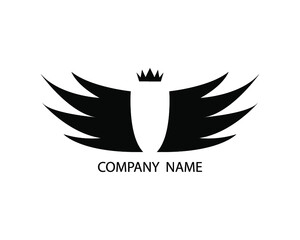 Black modern wing logo design isolated on a white background