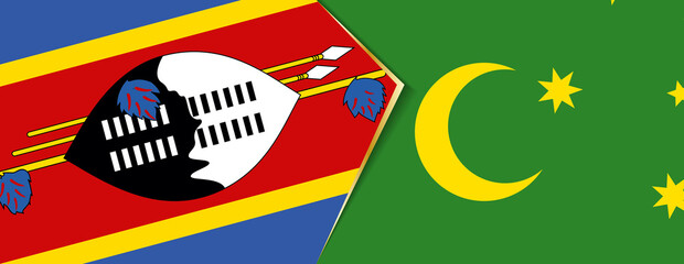 Swaziland and Cocos Islands flags, two vector flags.