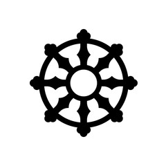 Buddhist dharma wheel black icon. Clipart image isolated on white background - obrazy, fototapety, plakaty
