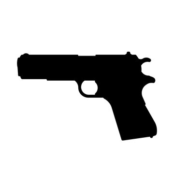 45 gun silhouette icon. Clipart image isolated on white background
