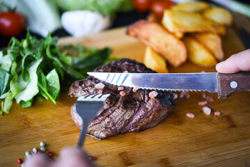 delicious beed steak on the grill