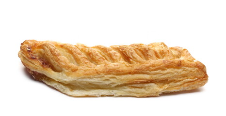 Bavarian breakfast pastry with sausage isolated on white background