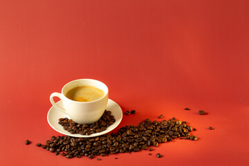 Coffee and white tulips
