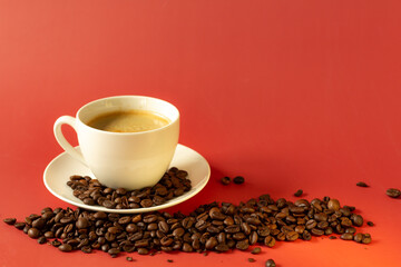 Coffee and white tulips
