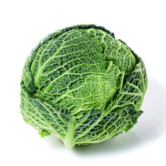 Fototapeta premium Fresh savoy cabbage isolated on white background