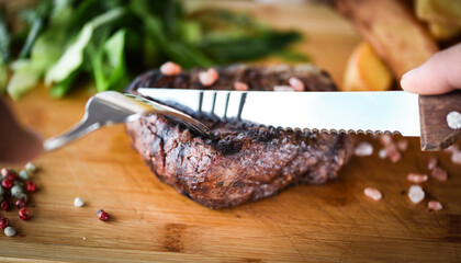 delicious beed steak on the grill