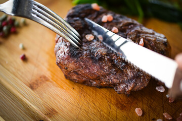 delicious beed steak on the grill