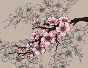 Sakura blossom blooming drawing  © saranya
